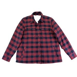 LL Bean Signature Womens Sherpa Lined Flannel Shirt Jacket‎ Plaid Medium 502363